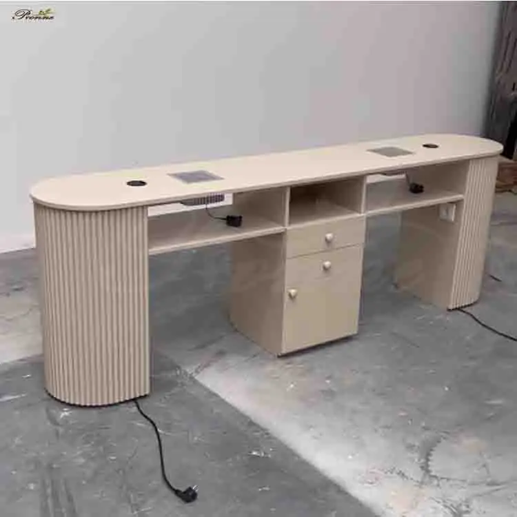 Nail Equipment Custom Made Wooden Color Double Seats Work Station Manicure Table for Gel