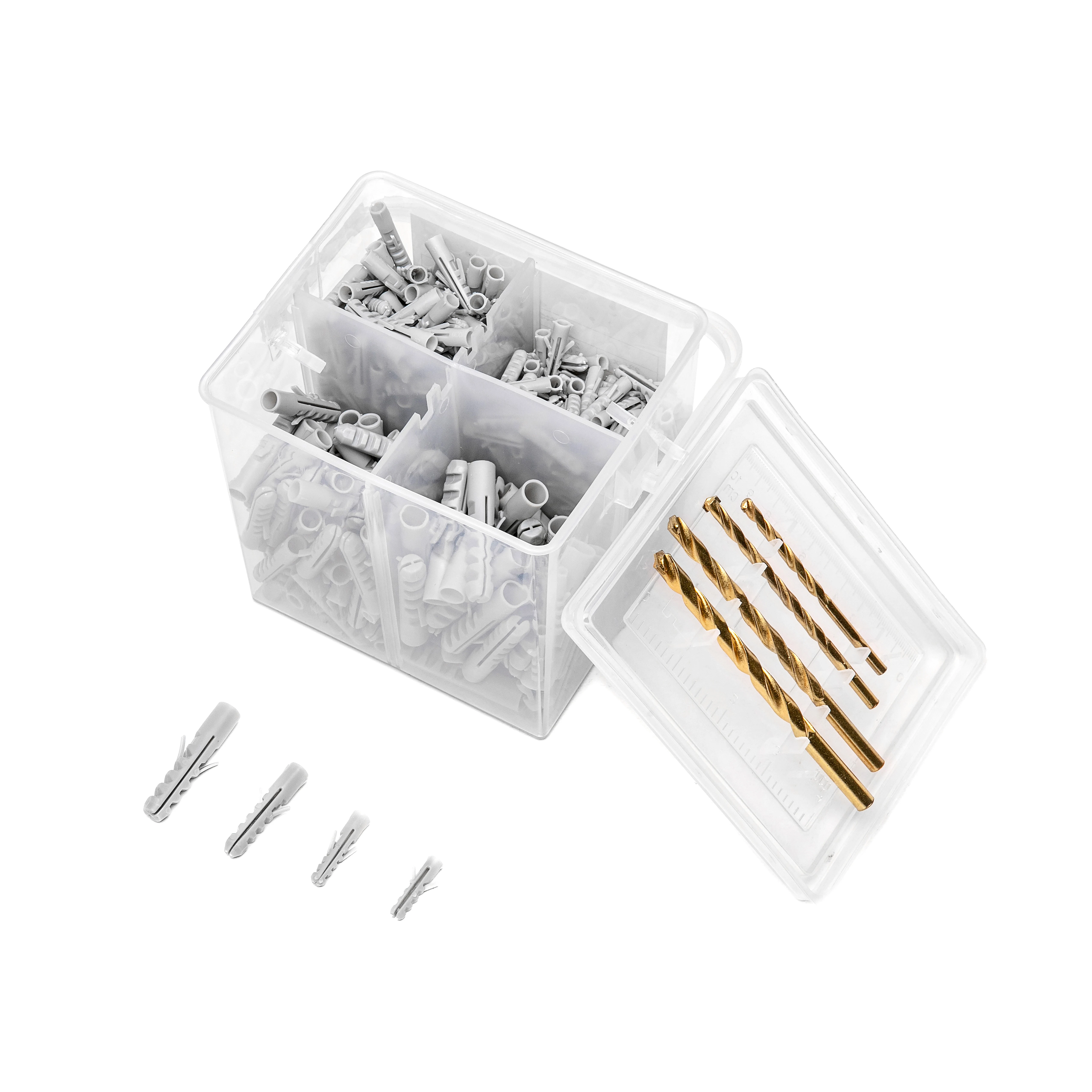 Transparent Hand Tool Endurable Anchor Screws 520pcs drywall plastic wall plug nylon anchor assortment