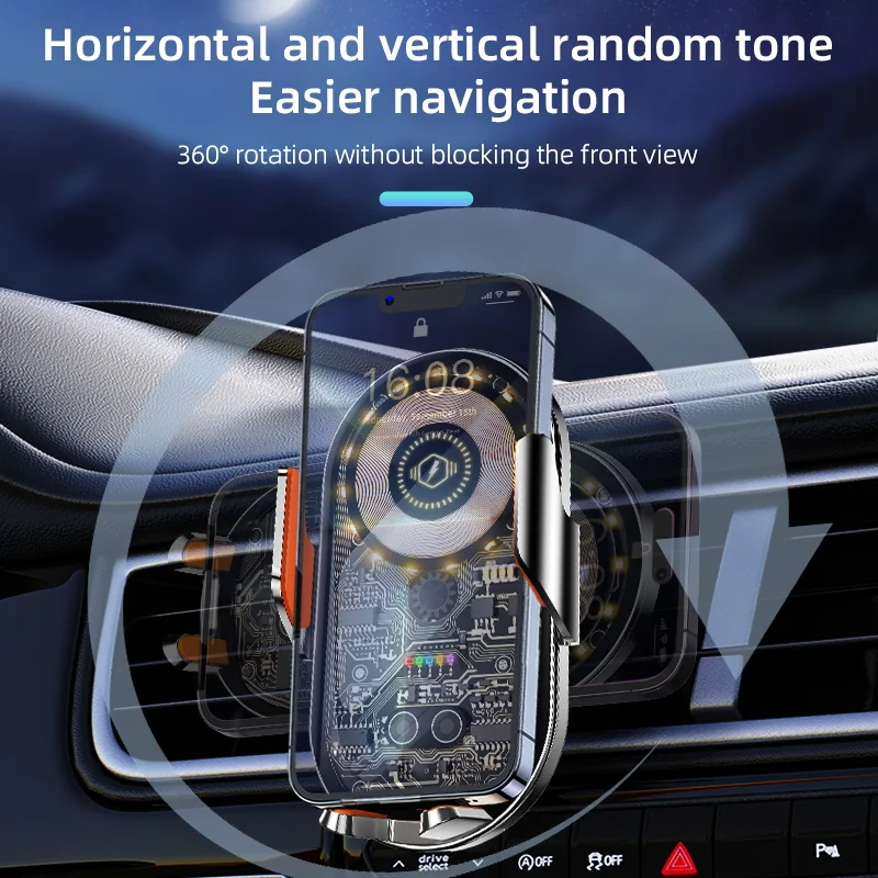 Transparent Wireless Car Charging Holder Universal Car Phone Holder for Vehicles Mobile Phones