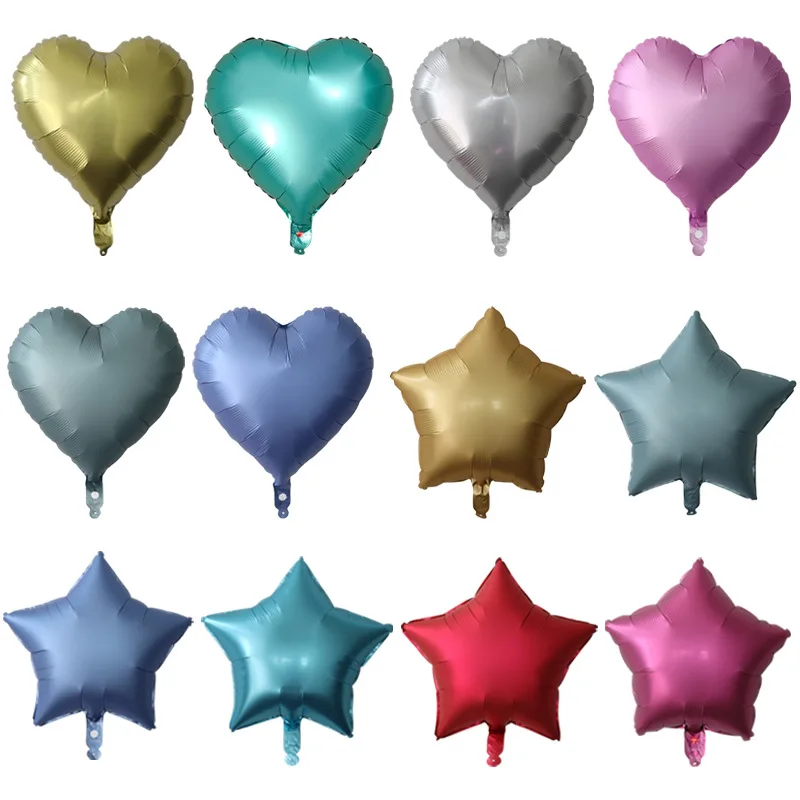 18 inch Metal chrome Foil balloon Heart Star Round Matte frosted helium  Birthday Wedding party decor wholesale