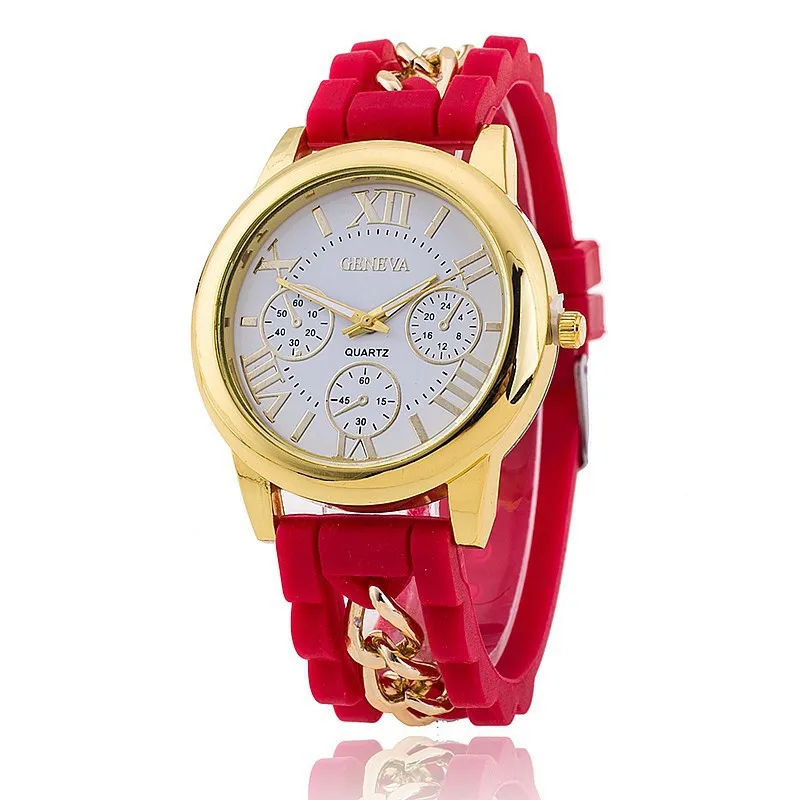 2021 New Famous Brand Gold Alloy Chain Geneva Casual Quartz Watch Women Silicone Watches Relogio Feminino Wristwatches Hot Sale