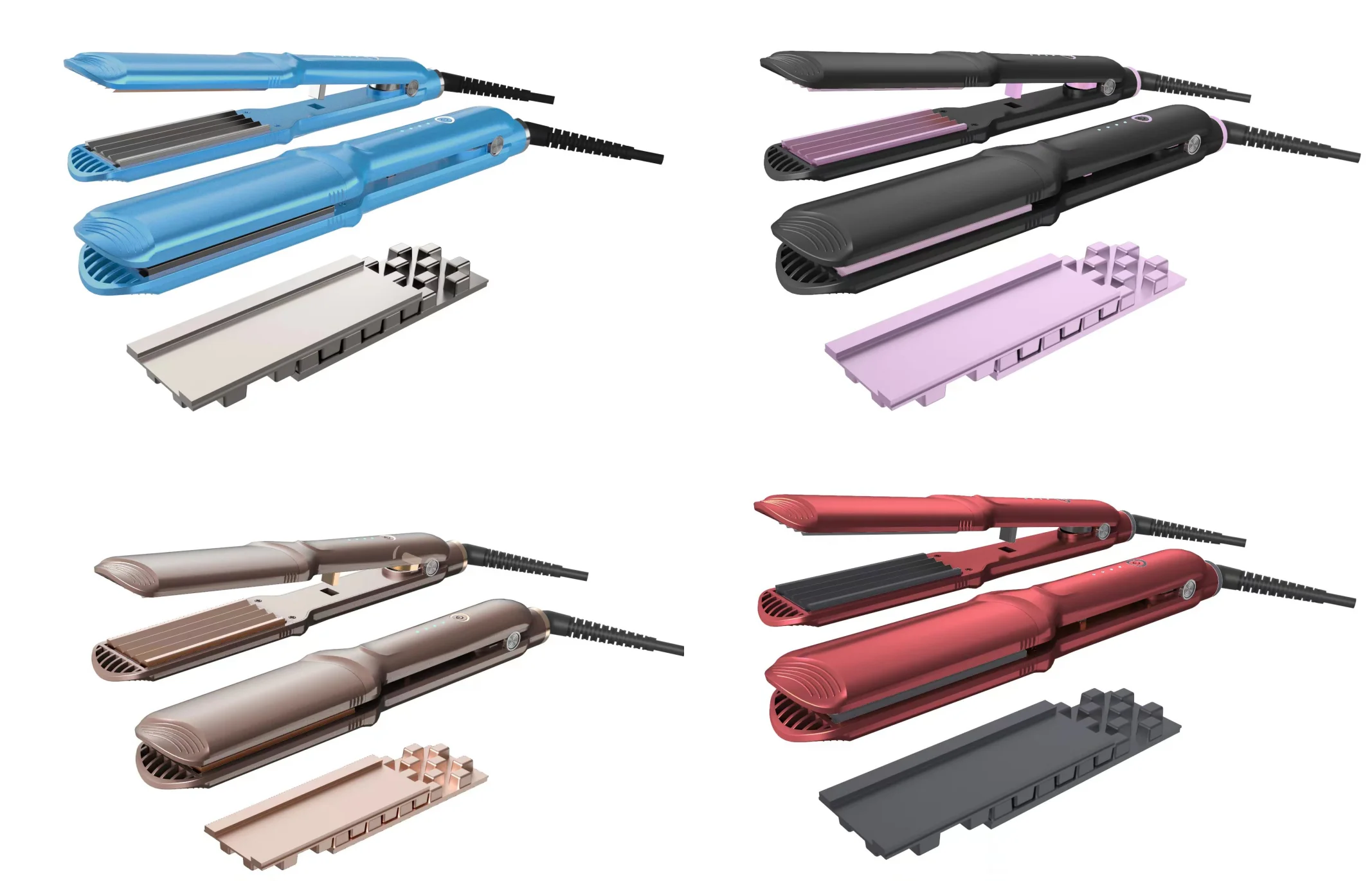 3D grid hair straightener 3 kinds plates interchangeable wide plate flat iron