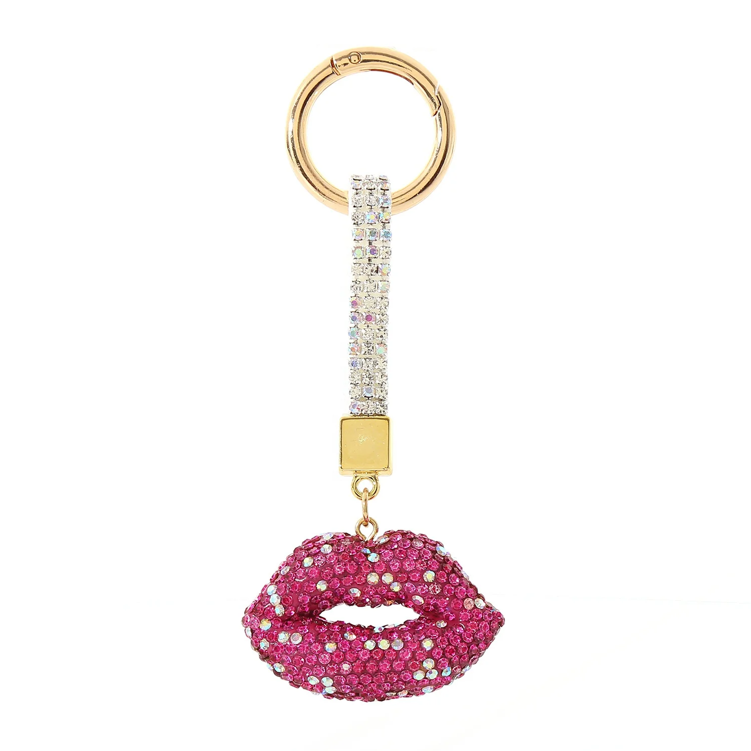 Creative Lip Shape Diamond Rhinestone Keychain Custom Personalized Metal Keychain