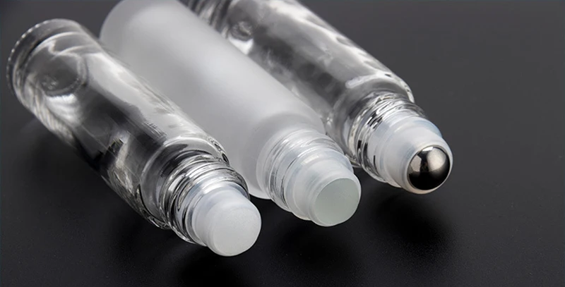 3ml 10ml clear amber black roll on glass bottle glass vial with glass / stainless steel roller cap plastic cap