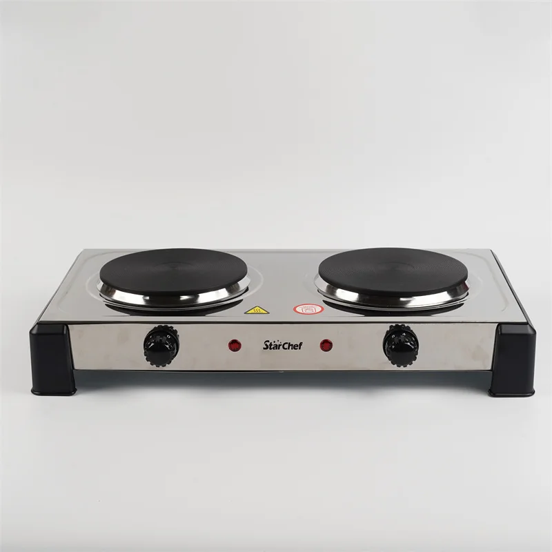 Multifunction Kitchen Appliances Durable Stainless Steel Double Flat Burners Electric Hot Plate Stove For Cooking