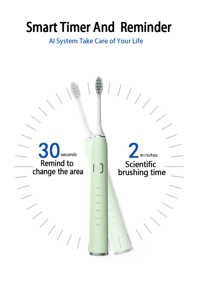 Dupont Nylon Sensor Electric Brush Makeup Toothbrush Case Battery Powered and Brush Head With Soft Bristle And Timer