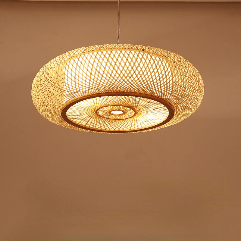 AUXO Retro Living Room Bedroom  Southeast Asian Restaurant Lamp Garden Teahouse Bamboo Woven Lamp Rattan Chandelier