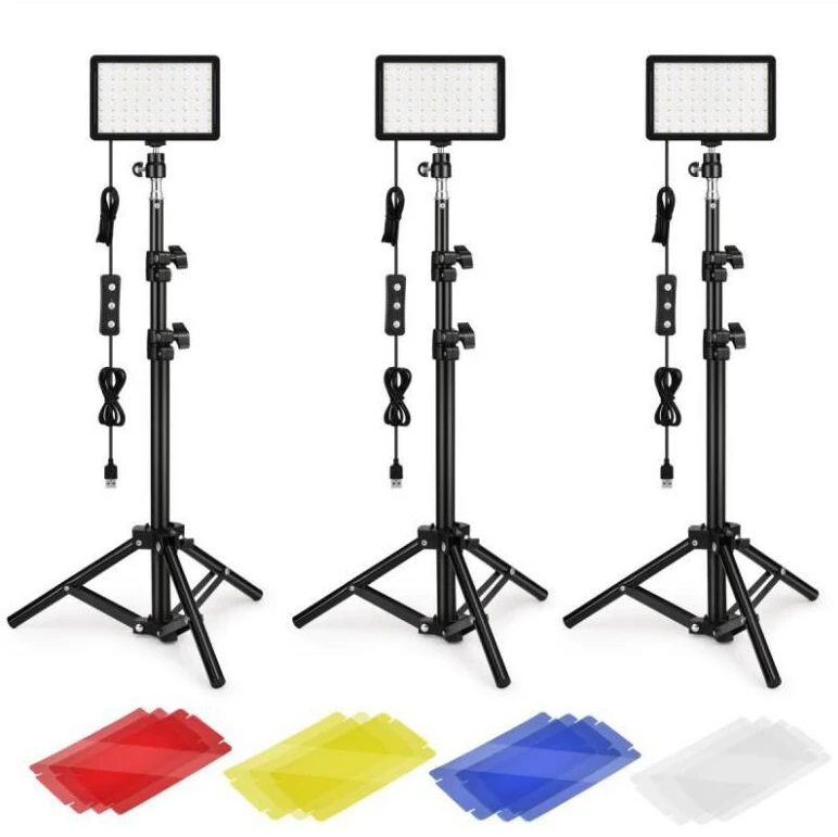 
3 sets LED Portable Photography Lighting kit with tripod light Dimmable Mini Adjustable Tripod Stand for Photo Studio Shooting 