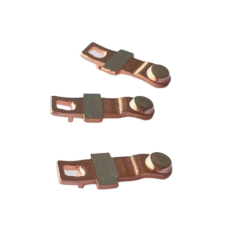 Metal Brass Stamping Parts Electric Silver Bimetal Contact  Assembly For Switch Relays