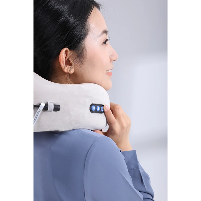 Electronic heat vibrator relaxation pillow neck massager for car and home