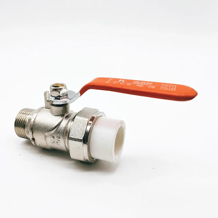1/2 INCH manual modulating handle water flow control inline way true union forged male thread PPR brass ball valve