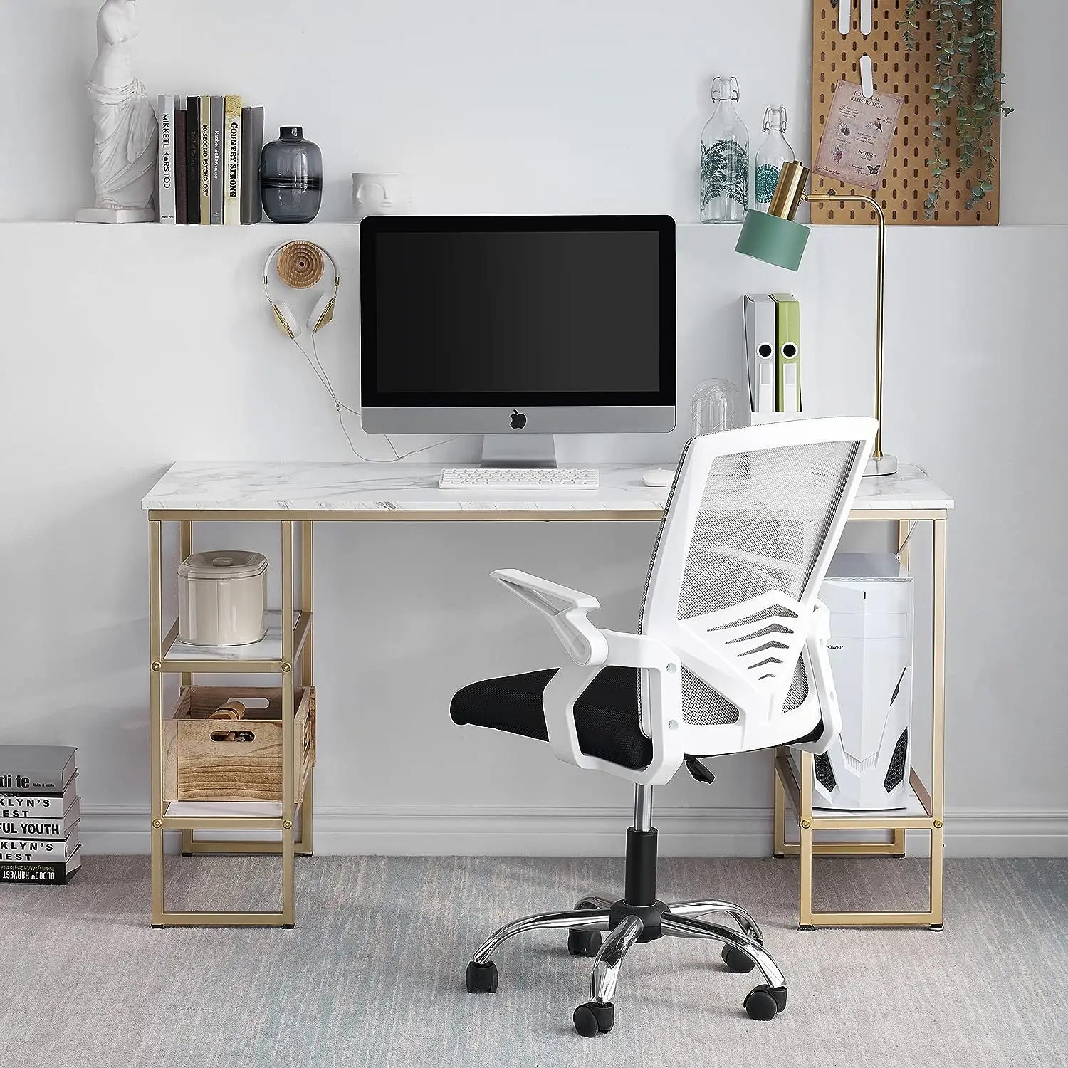 Multi-purpose office computer desk White game desk Family desk