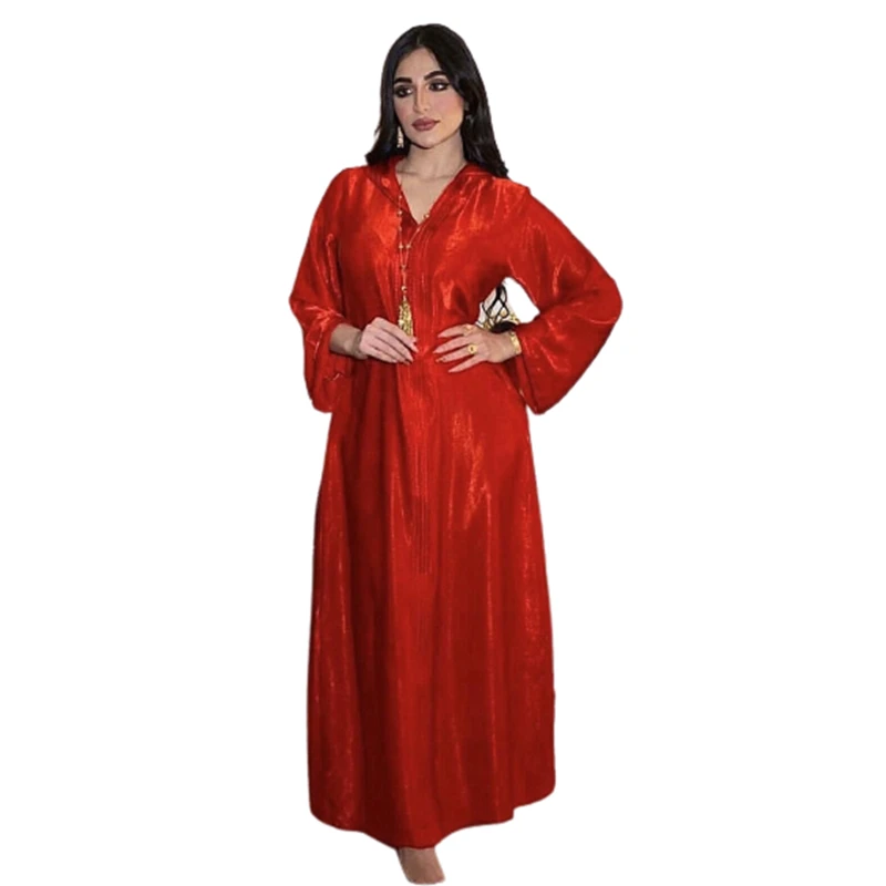 Indonesia Muslim Traditional African Women Hooded Dress Kaftan Women Long Sleeve Lace Suede Islamic Clothing