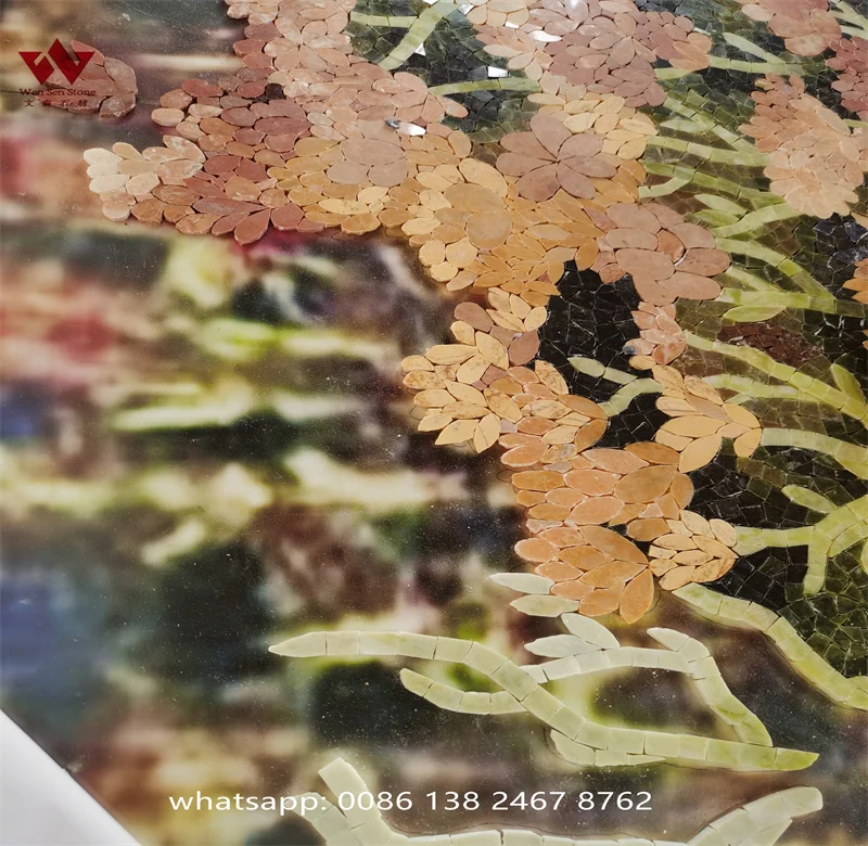 marble wall tile by mosaic pattern for wall painting pattern with leaf design good quality