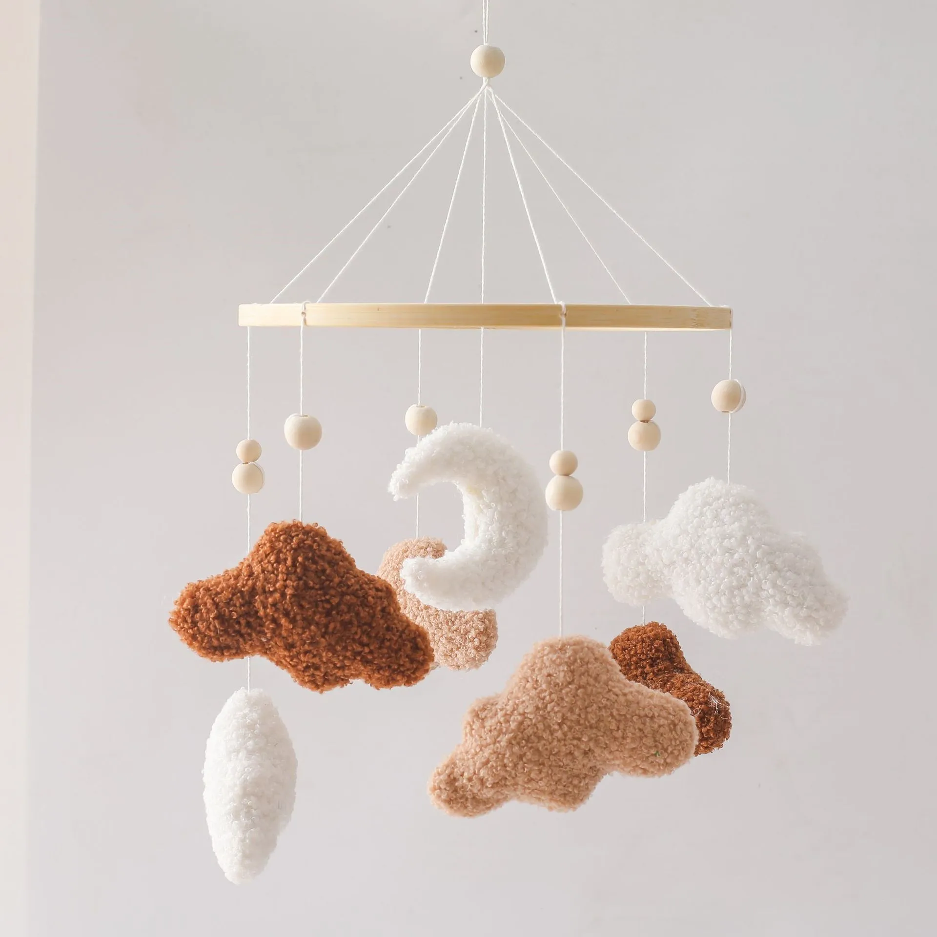 Wholesale Nordic Kids Room Decor Newborn Baby Gift Kids Hanging Handmade Toys Moon and Cloud Felt Baby Crib Mobile Nursery