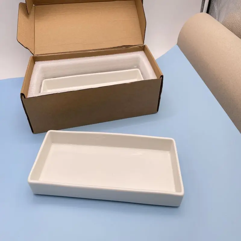 Ceramic serving tray Design Home Hotel Restaurant Custom Food Grade Food Tray for square shape white color