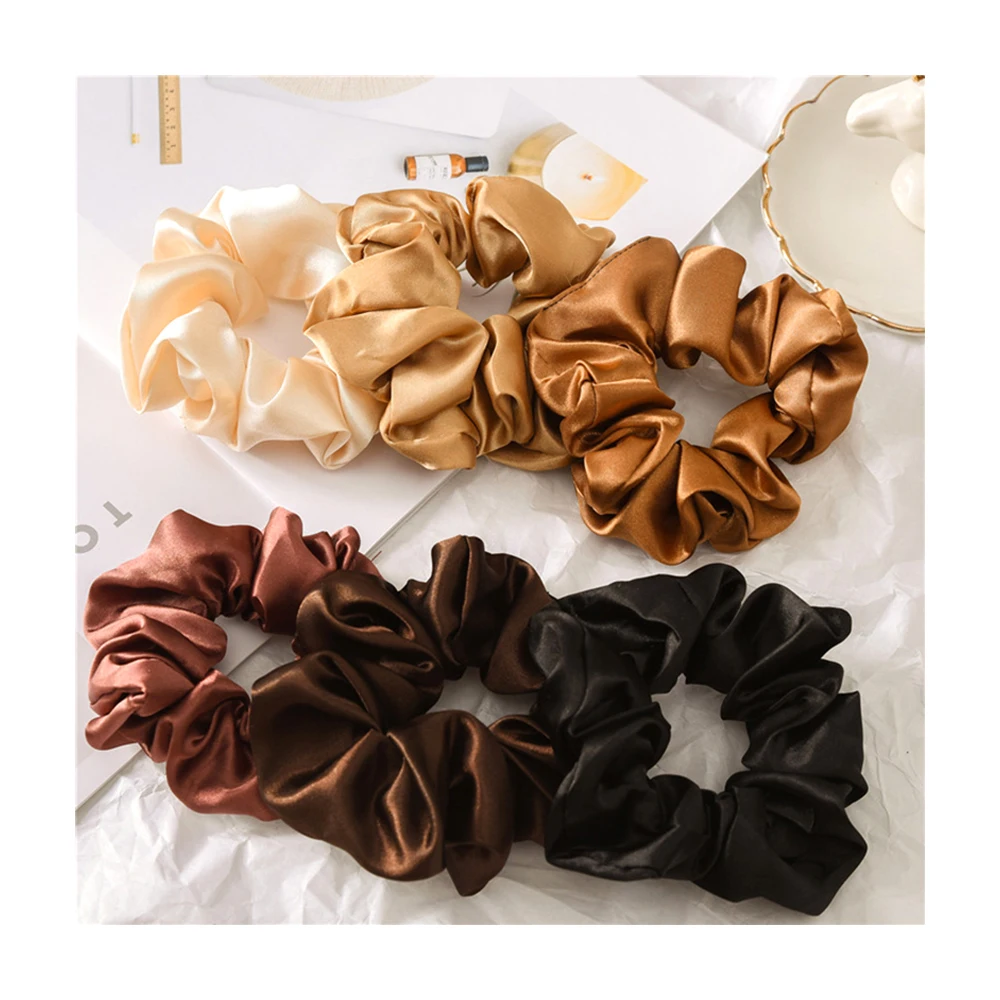 
Solid Color 100% Mulbery Silk Tie Hair Silk Scrunchies for Ponytails Top Knots Braids 