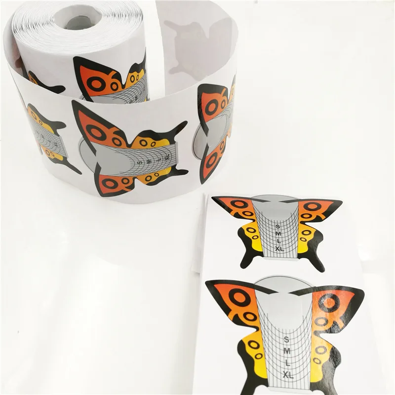 2022 Hot Selling Butterfly Manicure Tools PVC Paper Nail Gel Extend Forms Private Label Clear Nail Holder