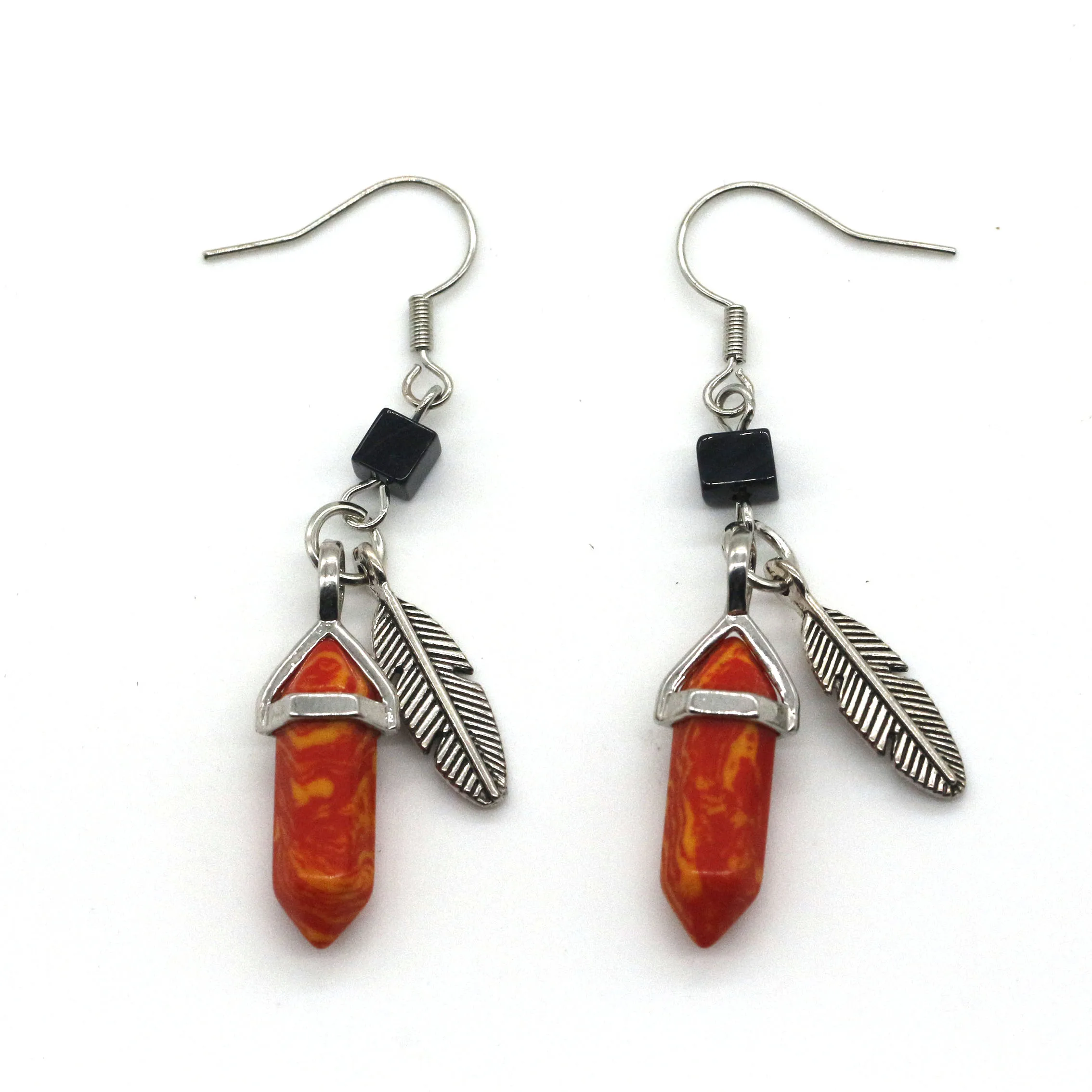 2024 Wholesale Accessories Women Fashion Jewelry Blue Sand Stone Hexagonal Earrings