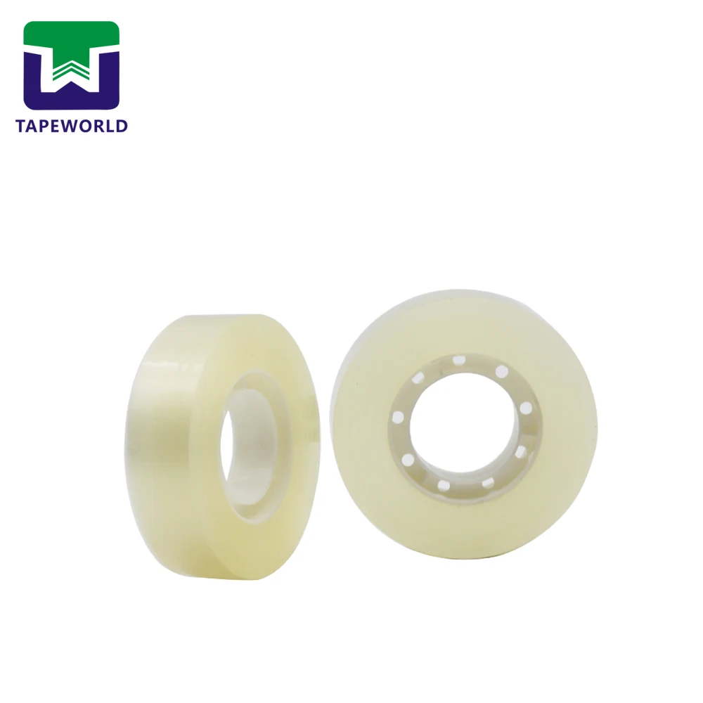 Cinta de papeleria amarilla de 15 mm cinta de embalaje de sello adhesivo de cristal transparente para oficina y uso escolar