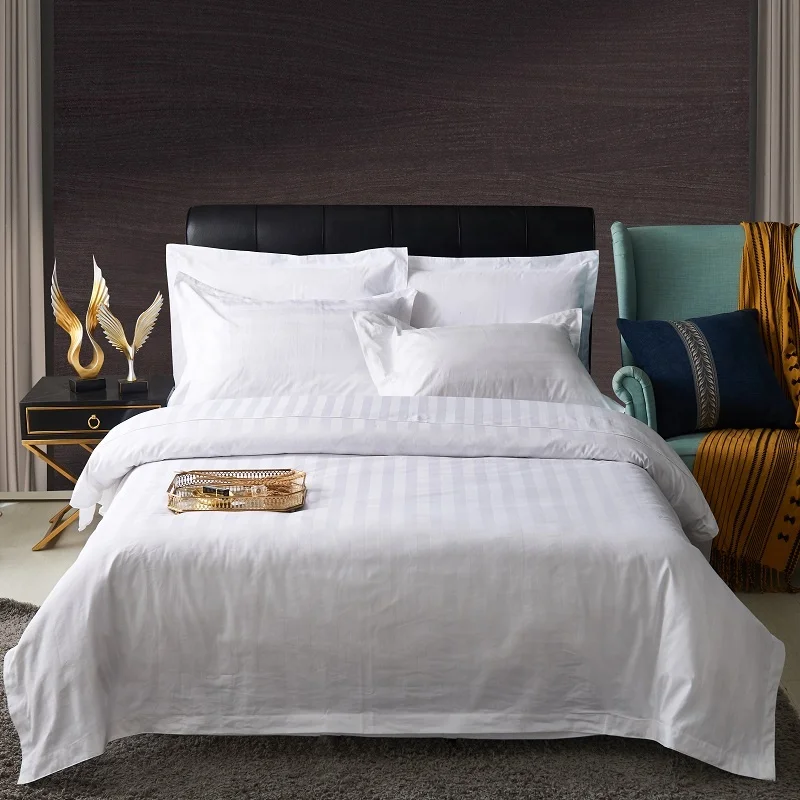 Custom 5 Star Hotel Bed Linen Supplies 100% Egyptian Cotton 300TC 4 Pcs Hotel Bedding Sheet Set