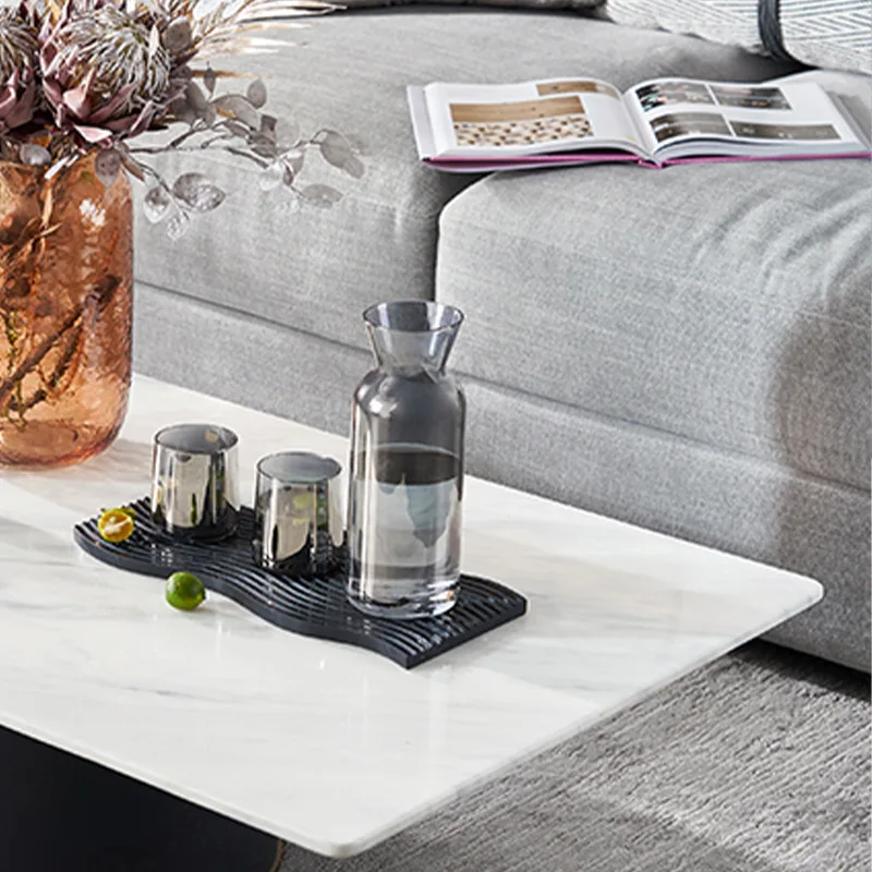 Irregular Shape Nature Series Unique Black Marble Decorative Tray For Home Decor