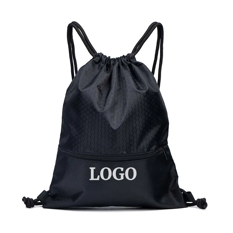 Original Custom Logo Gym Sport Drawstring Bag Promotional Gift Sublimation Nylon Polyester Drawstring Backpack with Zipper