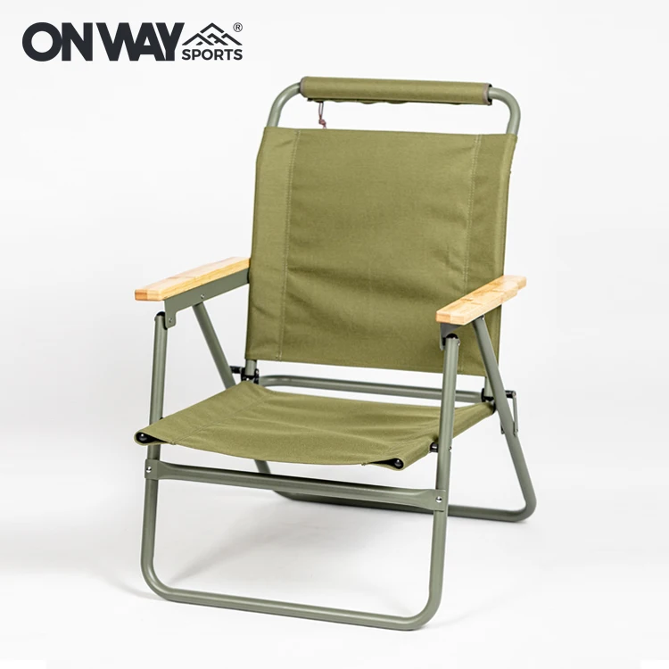 OnwaySports British Camping Chair Aluminum Alloy Bamboo Armrests Outdoor Camping Furniture Easy To Fold Storage