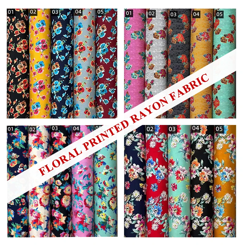 Customized 105GSM Floral Printed Rayon Print Custom Fabric for Garment