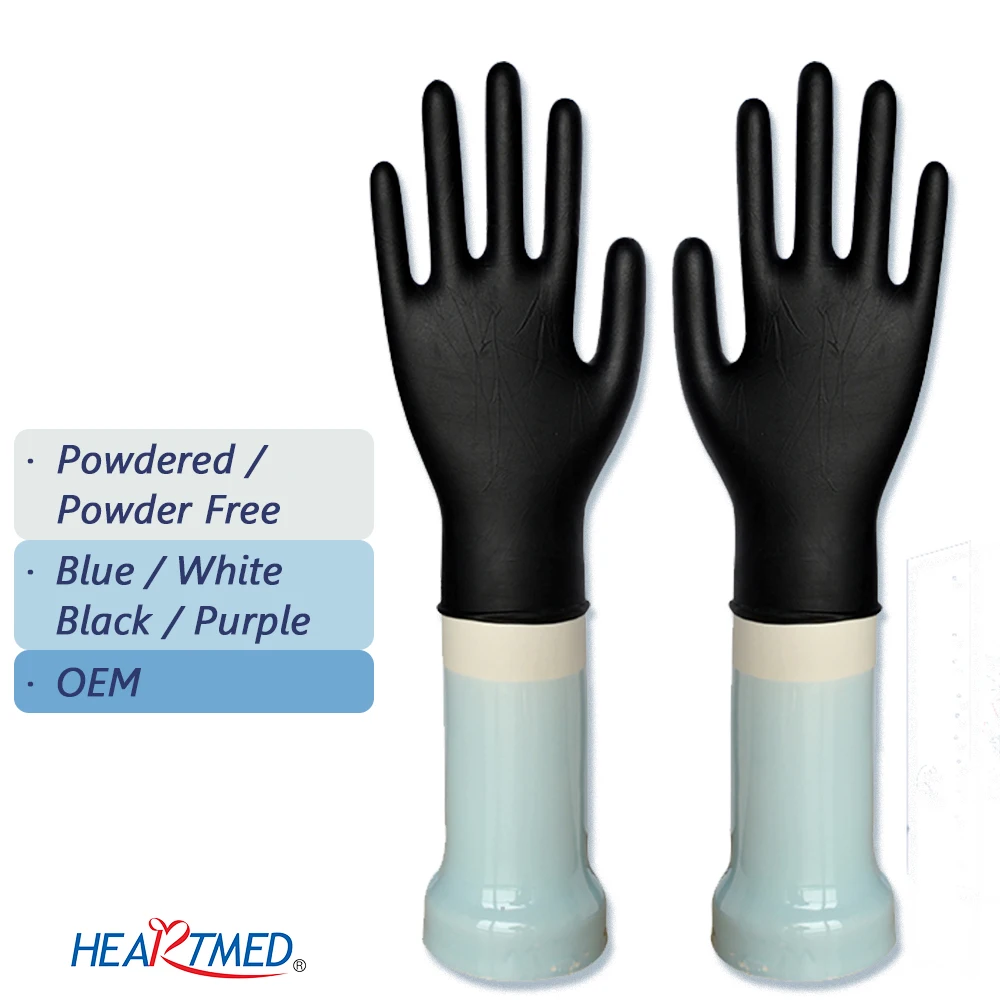 Black custom Textured nitrile glovees disposable Powder Free latex nitrile glovees manufacturers malaysia wholesale