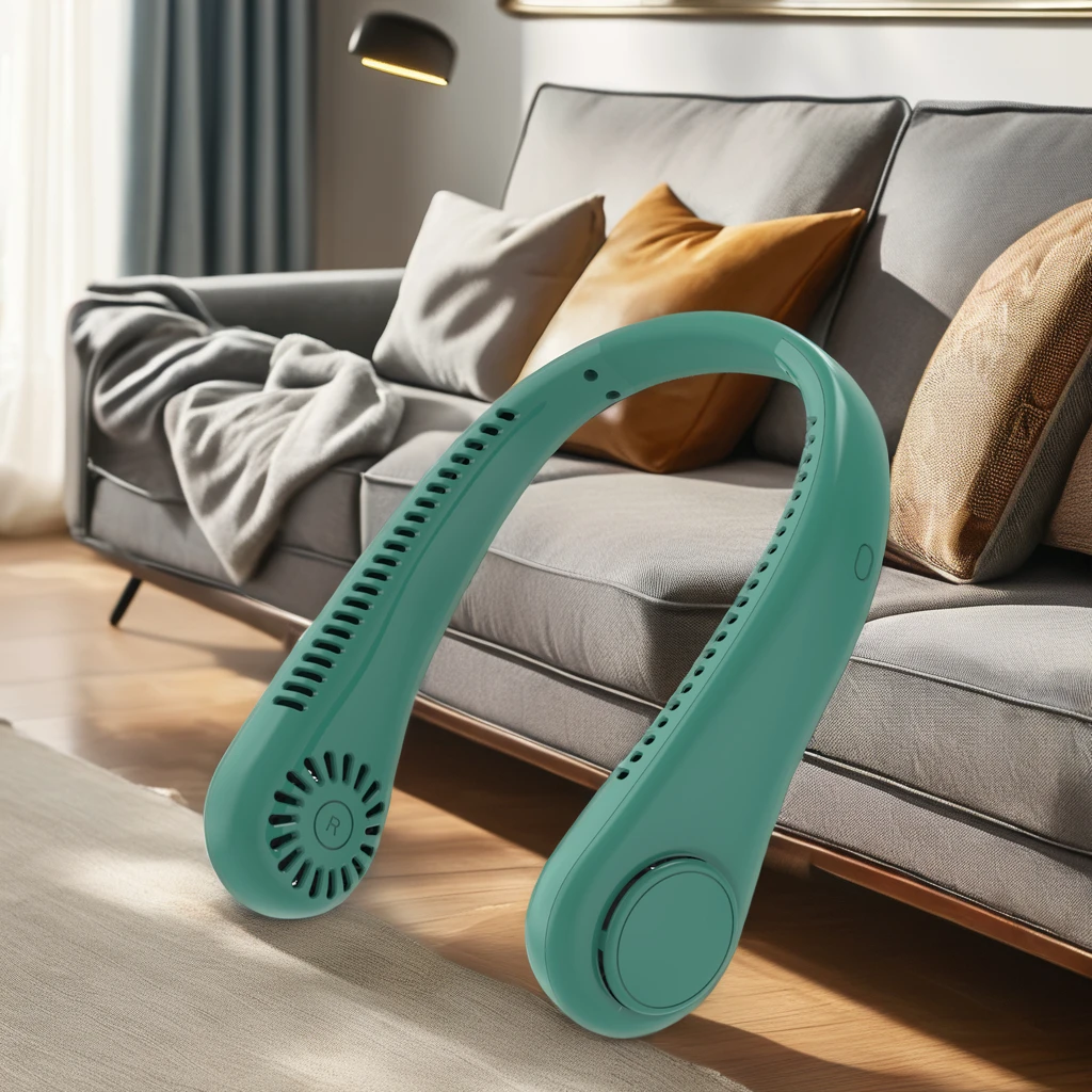 Portable Mini Neck Fan Custom Logo USB Rechargeable 3 Speeds Adjustable Bladeless Cooler Free Hanging Car Outdoor Use