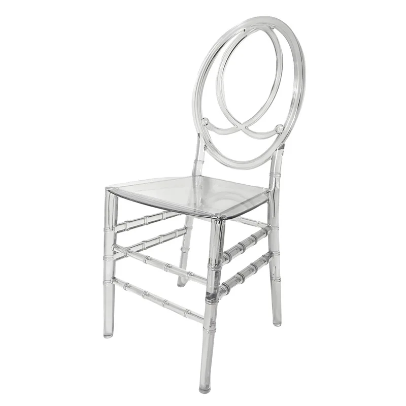 Hot selling fashion hotel lobby banquet Plastic wedding chair chiavari crystal clear wedding chair