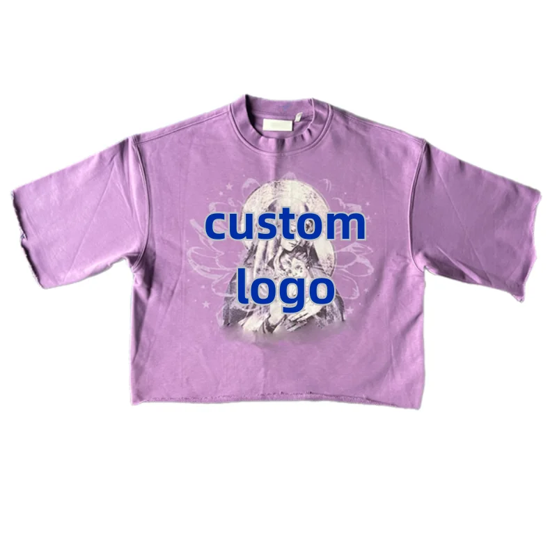 220gsm Rose Red Tees Custom Logo 100% Cotton Dropped Shoulders Crew Neck T Shirt Pattern Digital Print Short T-Shirts For Men