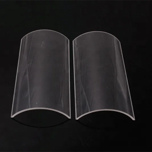 SUCCESS Transparent Curved Fused Quartz Glass Pane UV Curing Half Quartz Tubes
