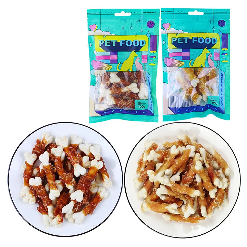 Dog Chew Sticks Dry Snacks Cleaning Teeth Food Duck Chicken Wrap Calcium Bone