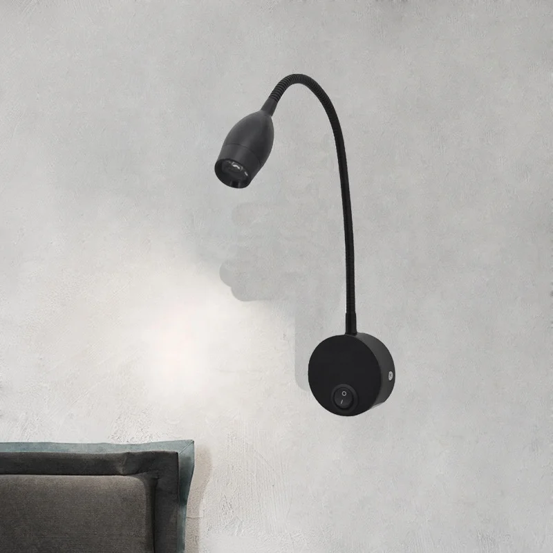 Cross-border flexible hose wall lamp with switch surface-mounted hotel bedside book reading light study lights LED Spotlight