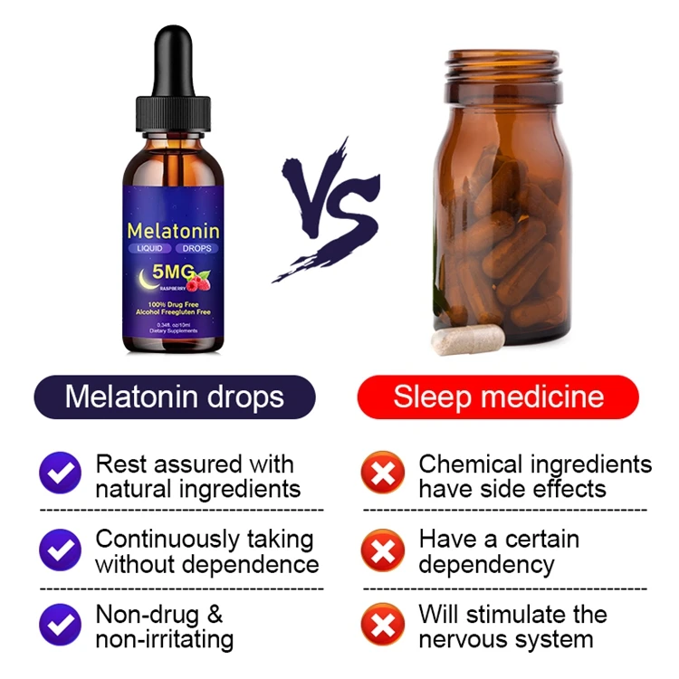 OEM Private Label Melatonin Sleeping Drops Aids Nighttime Vitamin Natural 5mg Liquid Melatonin Drops