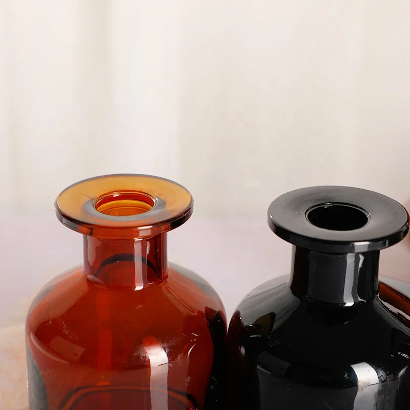 Vanjoin Empty 150ml 250ml Custom Painting Red / Black / Grey Reed Diffuser Bottle Glass With Stopper In Bulk