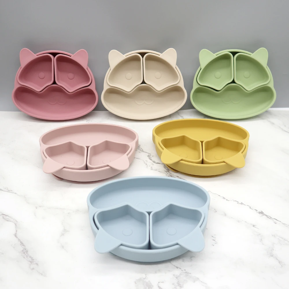 Manufacturer Wholesale New Design Toddler Solid Food Feeding BPA Free Suction Bowl Baby Silicone Plate Set
