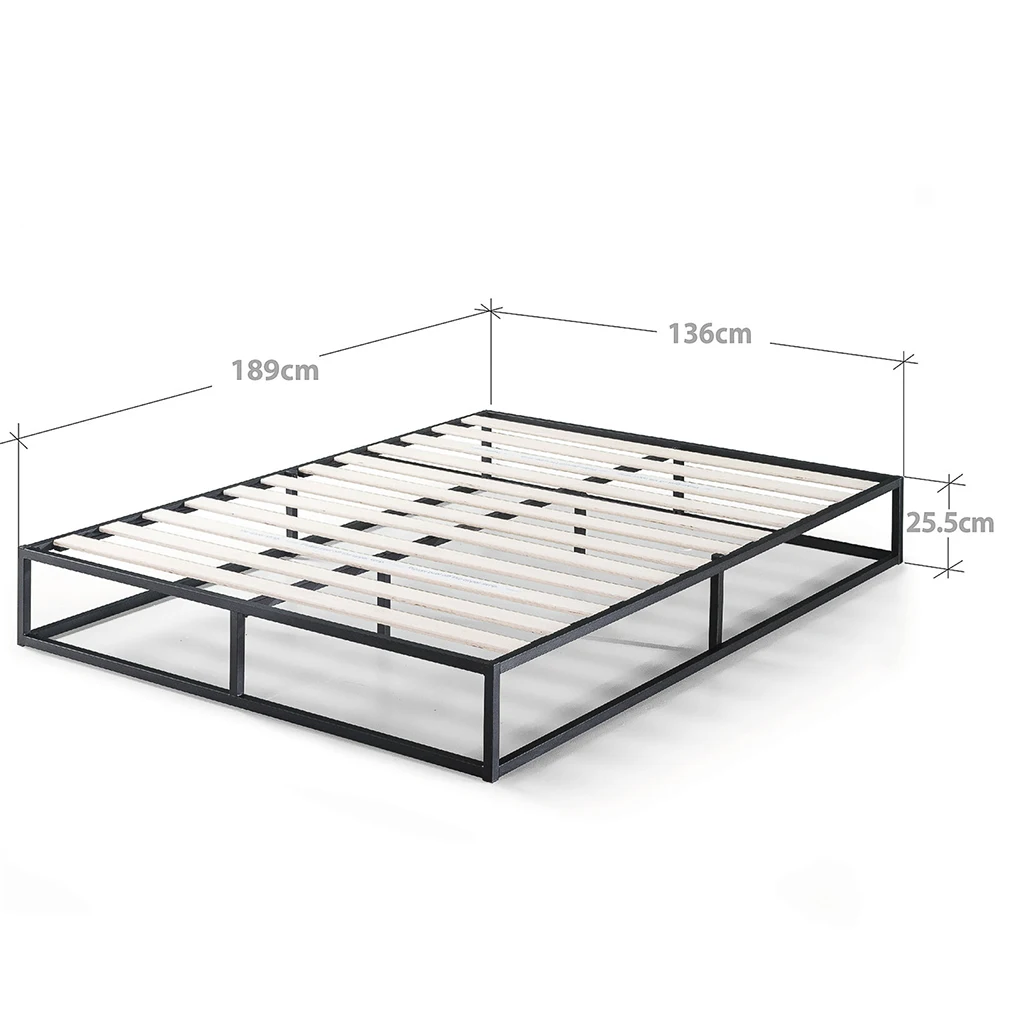 King Size 200x180 Mattress Set with Assembled Metal Hotel Bed Frame Slatted for Apartment Sleeping