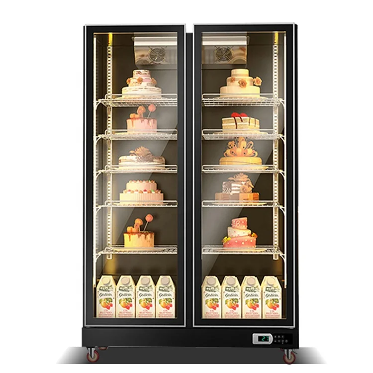 Refrigeration Equipment Four Glass Doors Cake Display Showcase Refrigerator