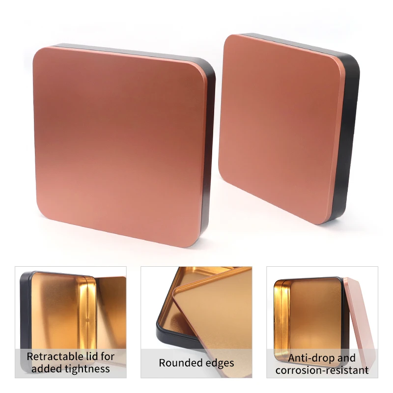 Factory Wholesale square Tin case Rectangular Large Tin Cookie Box Customized Tin Box for Biscuit