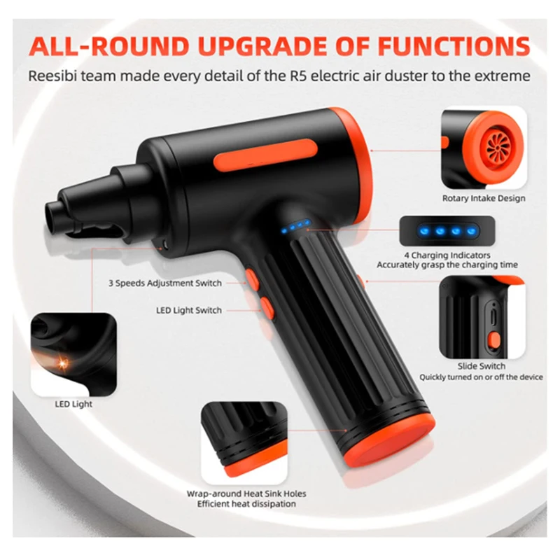 PCMOS Air Duster Cordless Electric Portable Handheld Dust Blower High Power Camera Lens Keyboard Cleaning Dust Blower