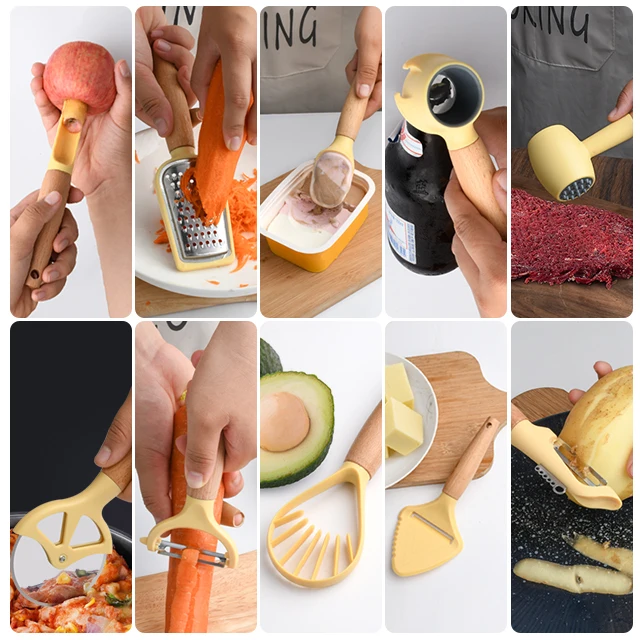 Latest 10 Piece Ice Cream Scooper Can Opener Pizza Cutter Cheese Grater Fruit Corer Meat hammer Kitchen Tools Cooking Gadget Set
