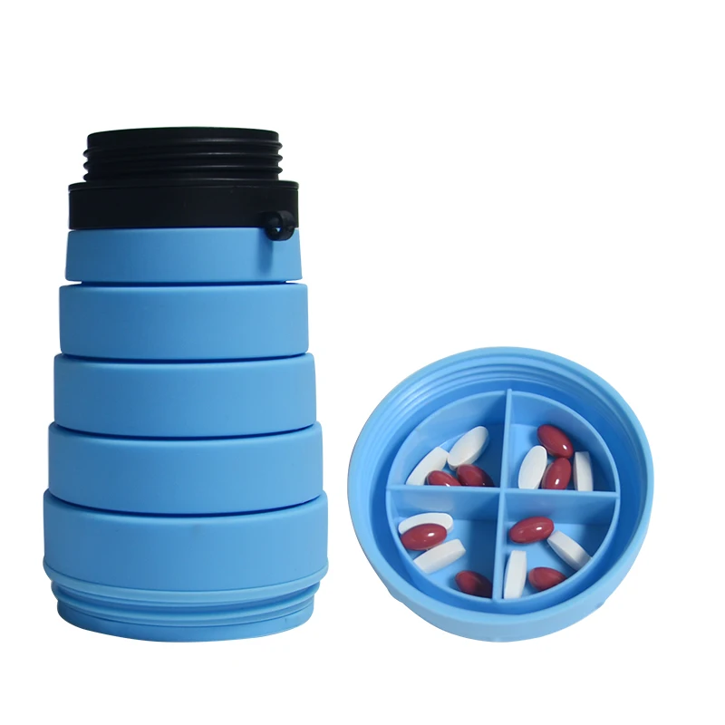 
Storage silicone water bottle portable take medicine in travel collapsible water bottle 