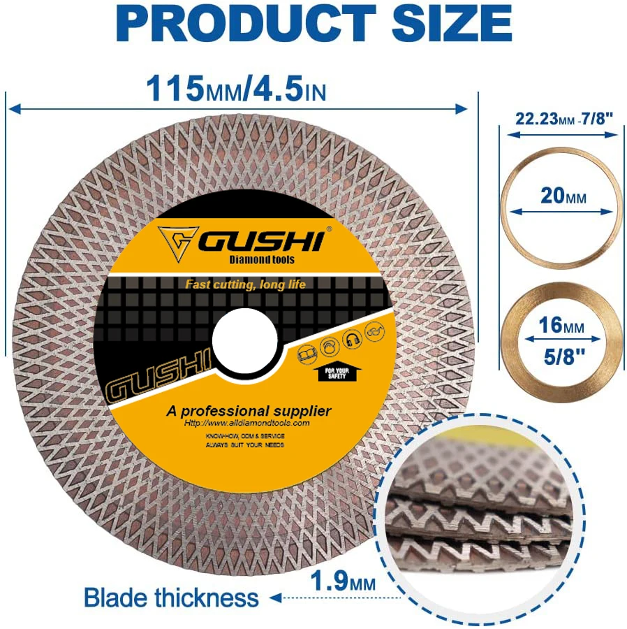 Diamond Cutting Grinding Blade for Beveling,Small Cuts,Grinding,Rounding Shaping Edges/Corners of Porcelain,Tiles,Granite