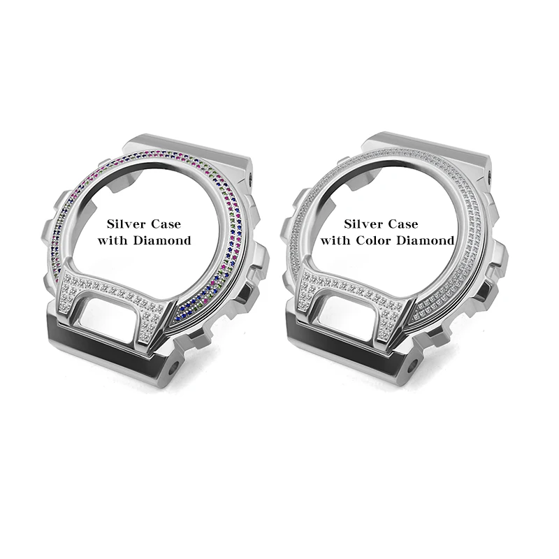 Bling bling iced out diamond case  stainless steel watchband series and  frame metal case dw-6900 bezel