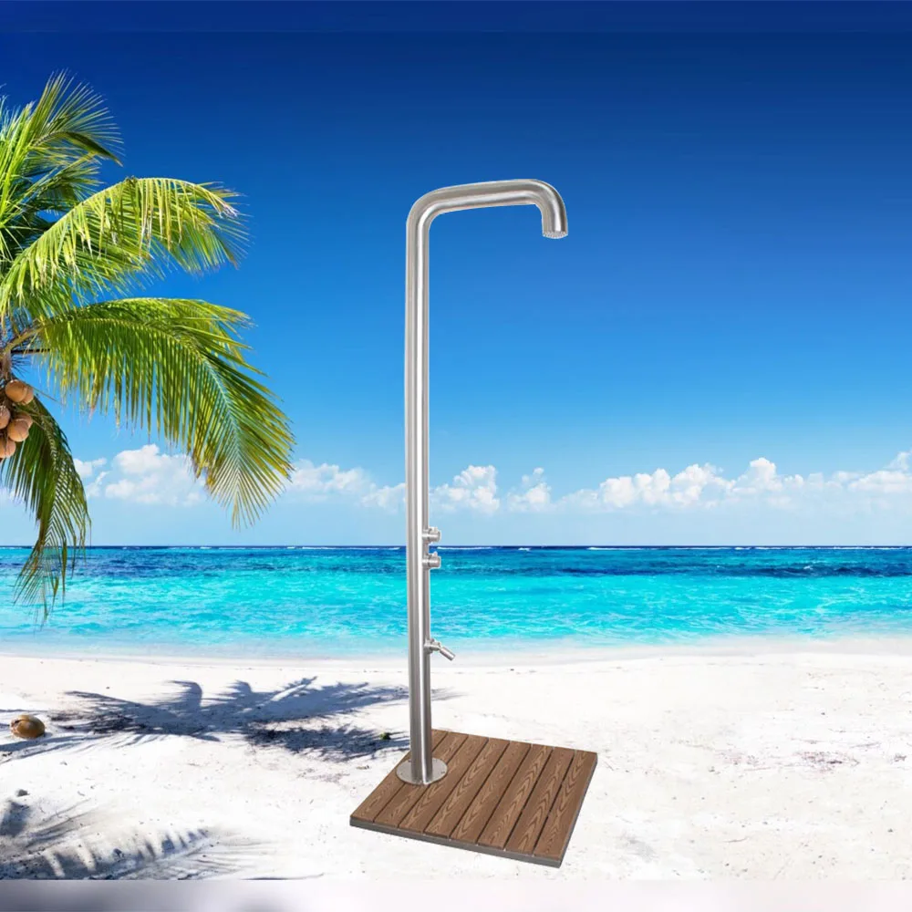Stainless Steel Outdoor Pool Shower Standing Brushed Shower Column Shower Faucet