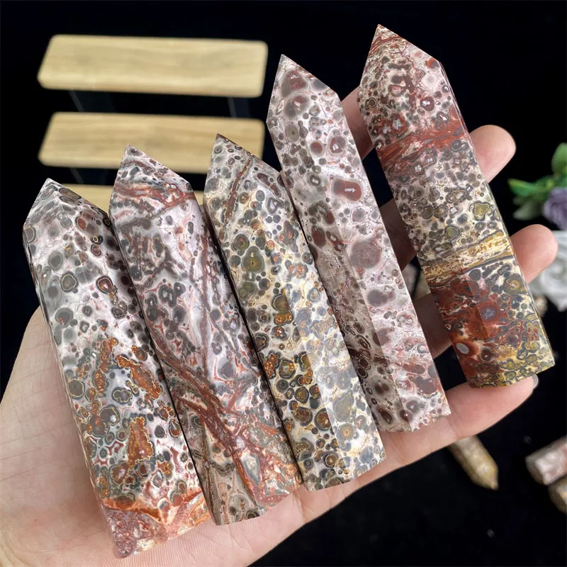 Wholesale Price Natural Crystal Stone Leopard Skin Jasper Crystal Tower For Spiritual Healing