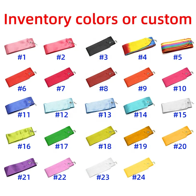 High Quality Child Gymnastics Ribbon Satin Silk Gymnastics Dancing Ribbons For Sale Rainbow Dancer Ribbons with Twirling Wands